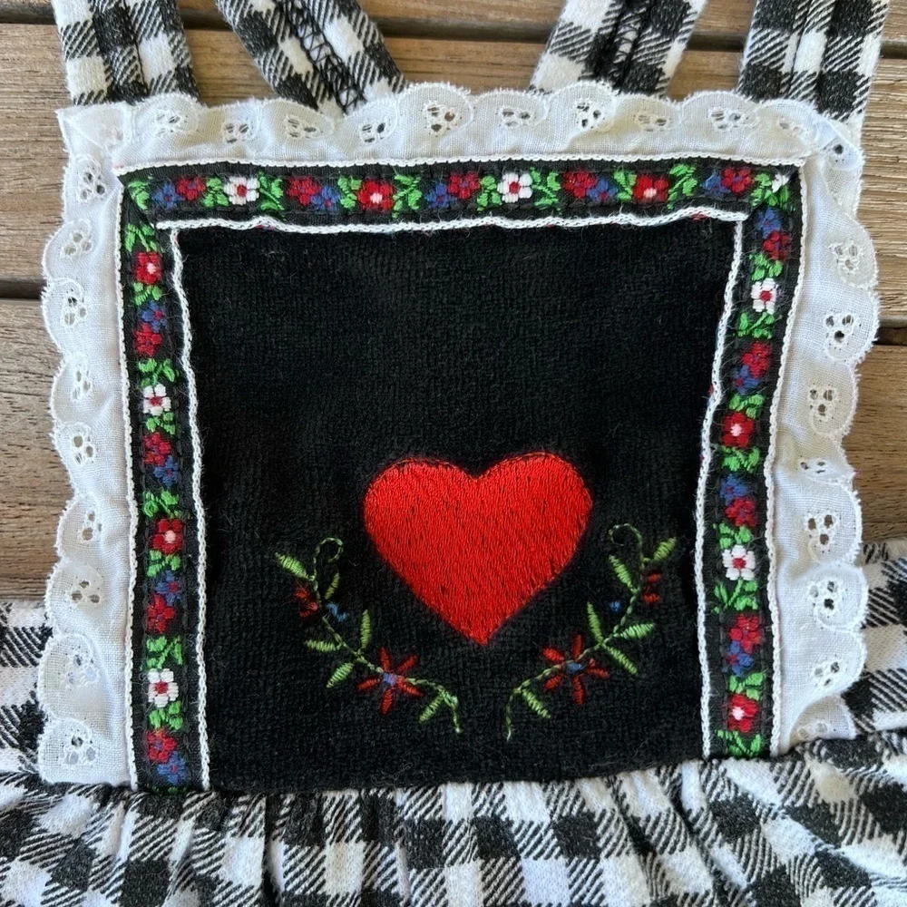 VTG Carter’s Gingham Bib Overall Jumper 18 Mo German Flair Ribbon Lace Fleece